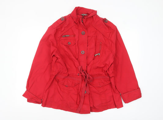 Marks and Spencer Women's Red Cotton Military Jacket Size 16