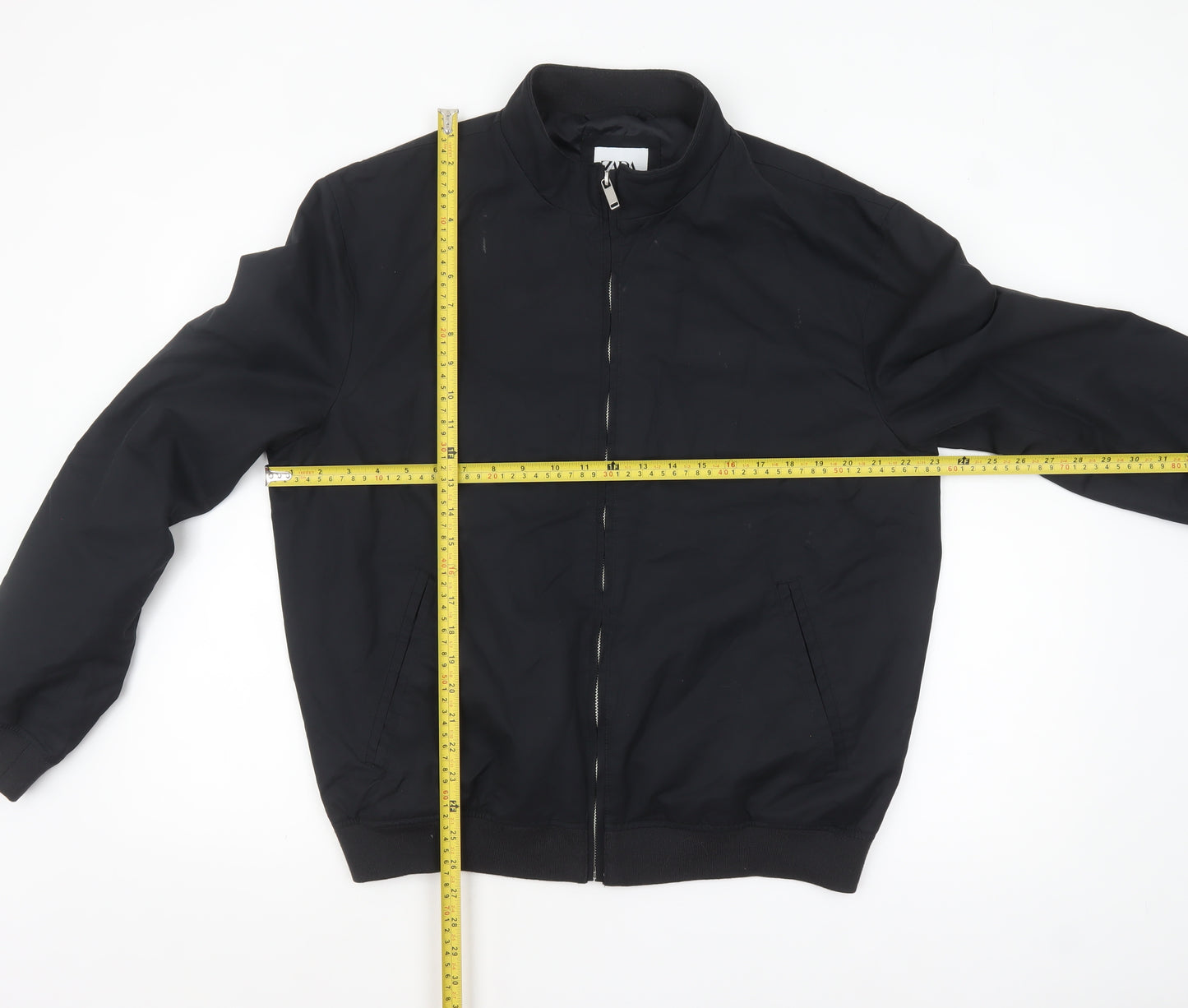 Zara Men’s Black XL Bomber Jacket Polyester Zip Casual