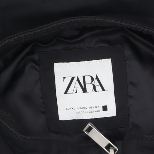 Zara Men’s Black XL Bomber Jacket Polyester Zip Casual