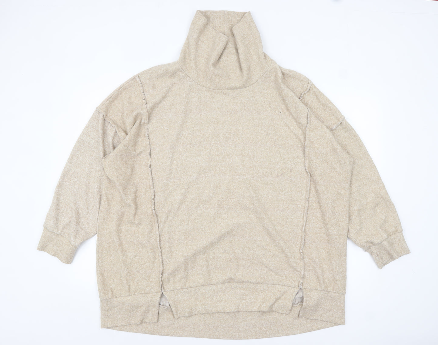 Yours Women’s Beige Roll Neck Plus Size 26-28 Pullover Jumper