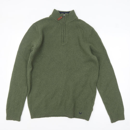 Crew Clothing Company Men’s Green Lambswool Half Zip Jumper Size M