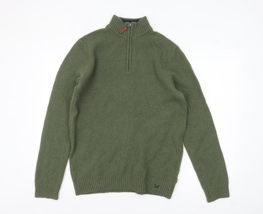 Crew Clothing Company Men’s Green Lambswool Half Zip Jumper Size M
