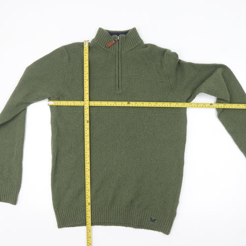 Crew Clothing Company Men’s Green Lambswool Half Zip Jumper Size M