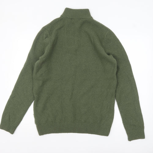 Crew Clothing Company Men’s Green Lambswool Half Zip Jumper Size M