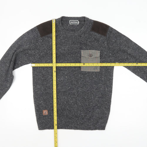 Kangol Men's Grey Small Crew Neck Pullover Jumper with Patches