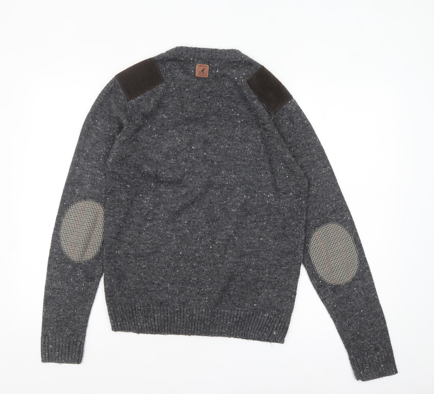 Kangol Men's Grey Small Crew Neck Pullover Jumper with Patches