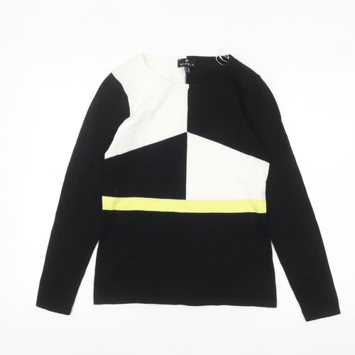 Marble Women’s Black XS Geometric Cotton Crew Neck Jumper