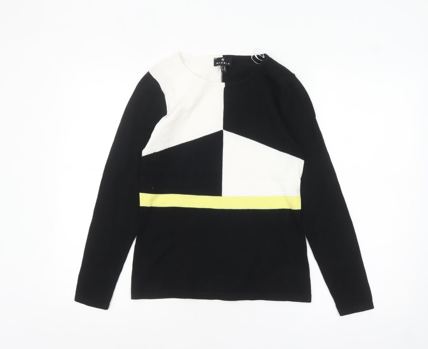 Marble Women’s Black XS Geometric Cotton Crew Neck Jumper