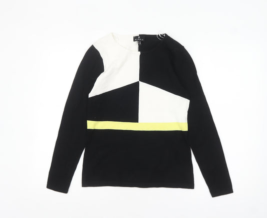 Marble Women’s Black XS Geometric Cotton Crew Neck Jumper