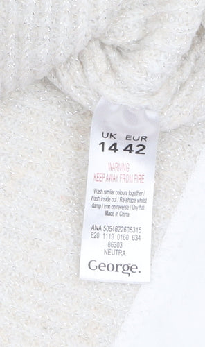 George Women’s Beige Knit Lace Hem Pullover Jumper Size 14