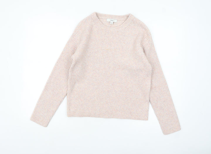 Marks and Spencer Women's Beige Chunky-Knit Pullover Jumper XS