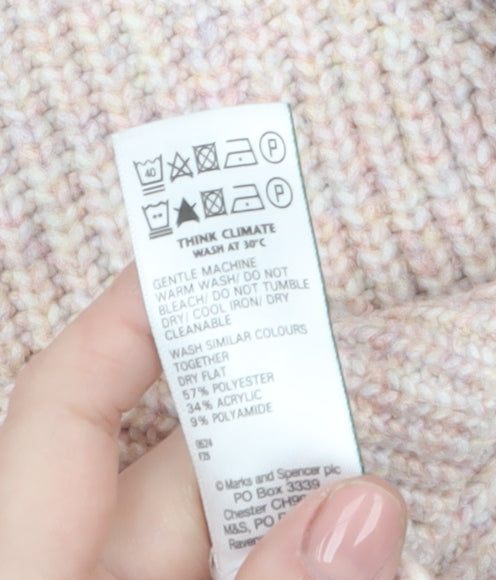 Marks and Spencer Women's Beige Chunky-Knit Pullover Jumper XS