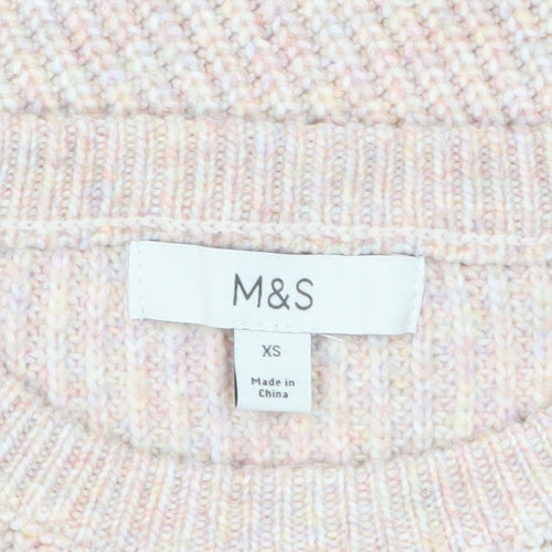 Marks and Spencer Women's Beige Chunky-Knit Pullover Jumper XS