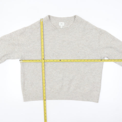 H&M Womens Beige Wool Blend Ribbed Knit Jumper Size 14