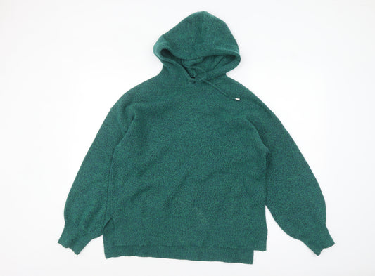 Peacocks Women's Green Hooded Knit Pullover Jumper Size M