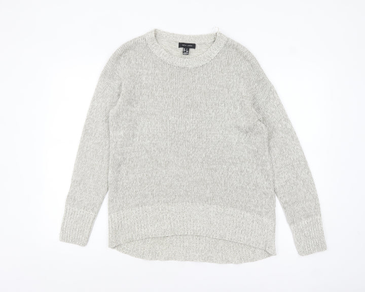 New Look Women's Grey Acrylic Knit Crew Neck Jumper Size S