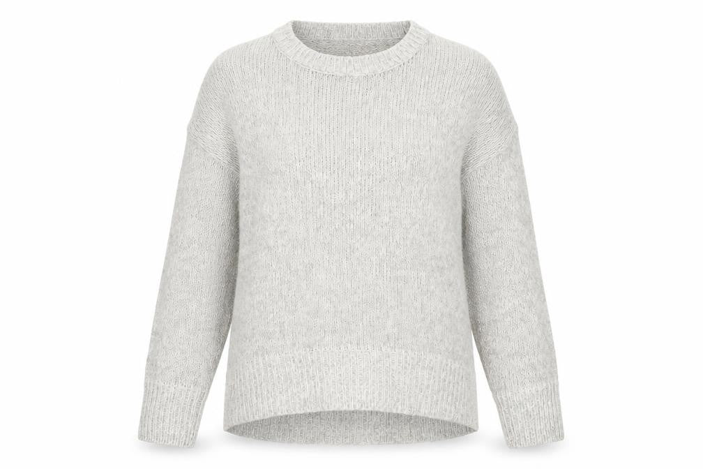 Front view of New Look Women's Grey Acrylic Knit Crew Neck Jumper, size S
