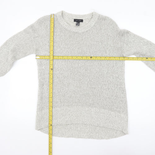 New Look Women's Grey Acrylic Knit Crew Neck Jumper Size S