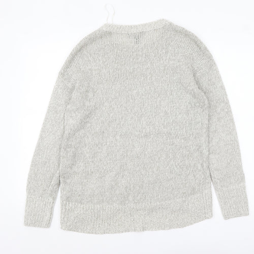 New Look Women's Grey Acrylic Knit Crew Neck Jumper Size S
