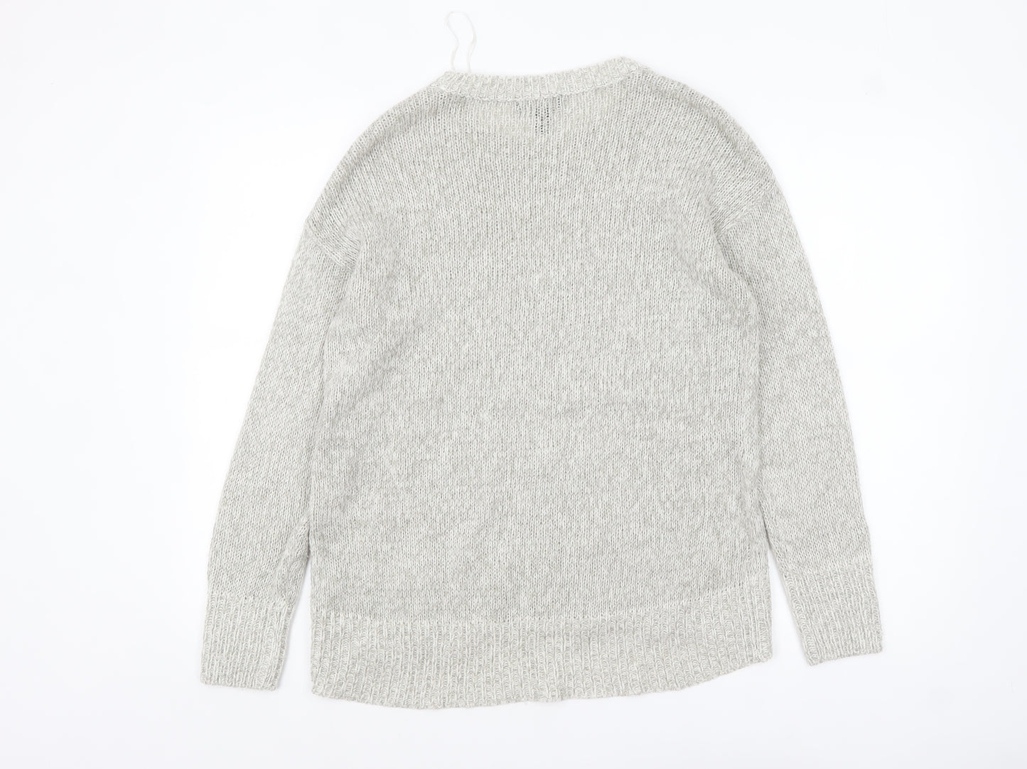 New Look Women's Grey Acrylic Knit Crew Neck Jumper Size S