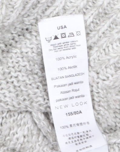 New Look Women's Grey Acrylic Knit Crew Neck Jumper Size S