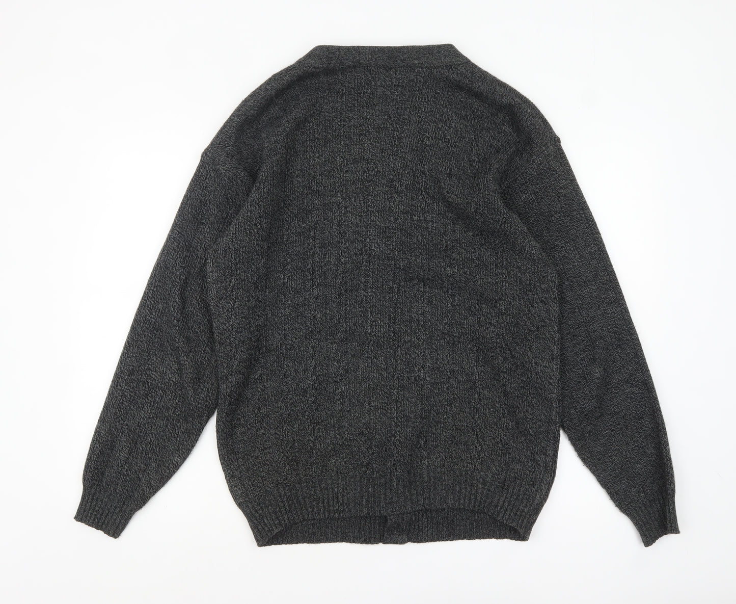 Menswear Men's Grey L Chunky Knit Geometric Button Cardigan
