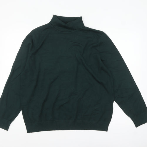 Peacocks Women's Green Roll Neck Long Sleeve Jumper Size 24