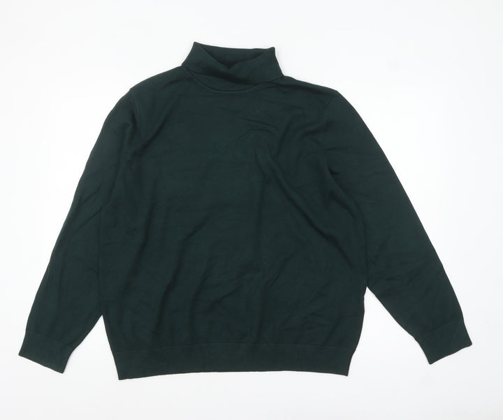 Peacocks Women's Green Roll Neck Long Sleeve Jumper Size 24