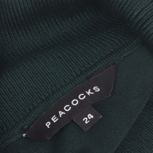 Peacocks Women's Green Roll Neck Long Sleeve Jumper Size 24