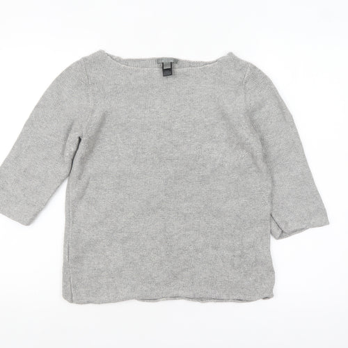 MNG Women Grey 3/4 Sleeve Boat Neck Knit Pullover Jumper Size 10