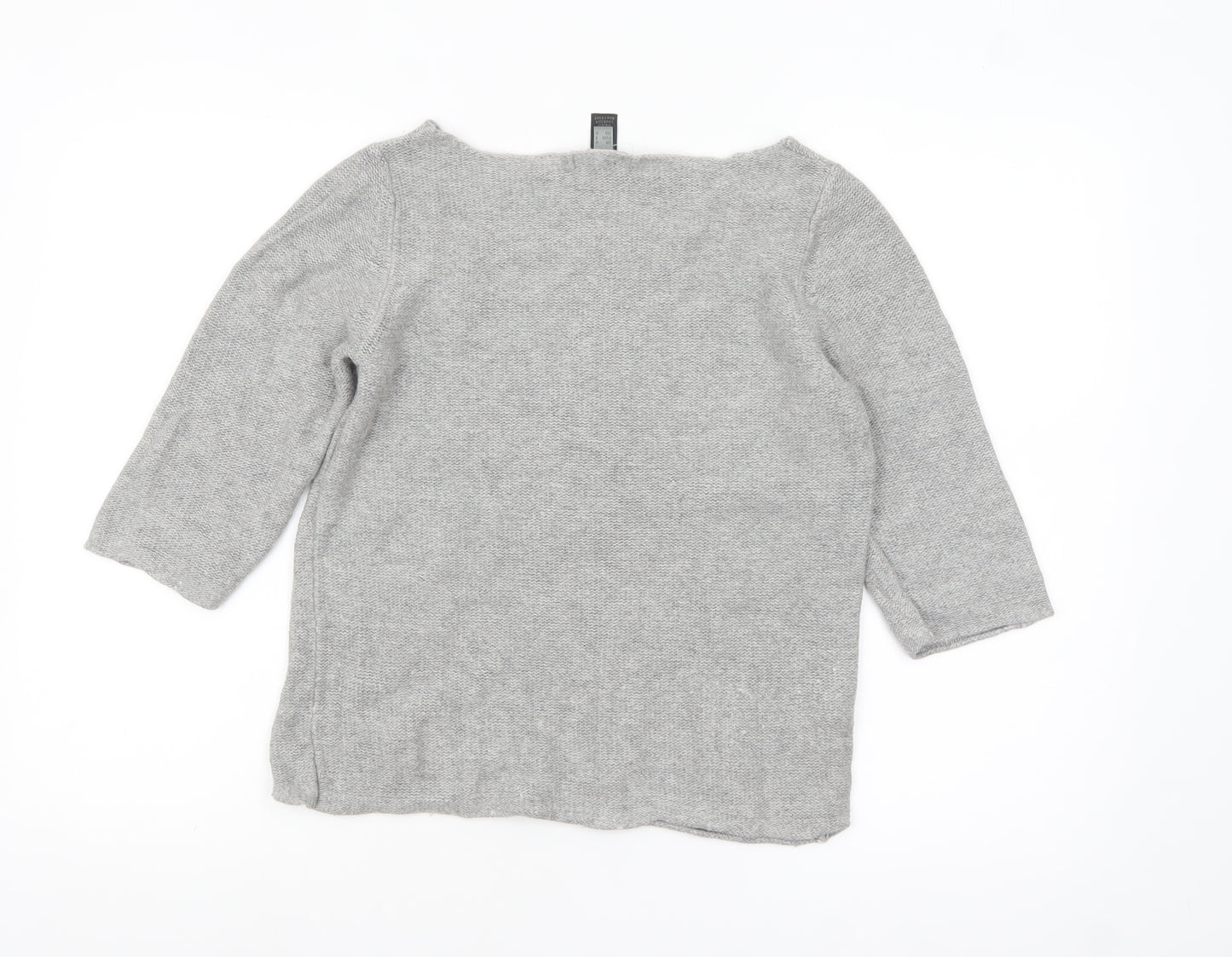MNG Women Grey 3/4 Sleeve Boat Neck Knit Pullover Jumper Size 10