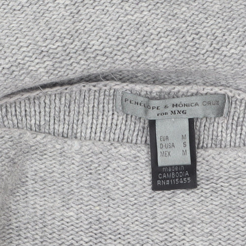 MNG Women Grey 3/4 Sleeve Boat Neck Knit Pullover Jumper Size 10