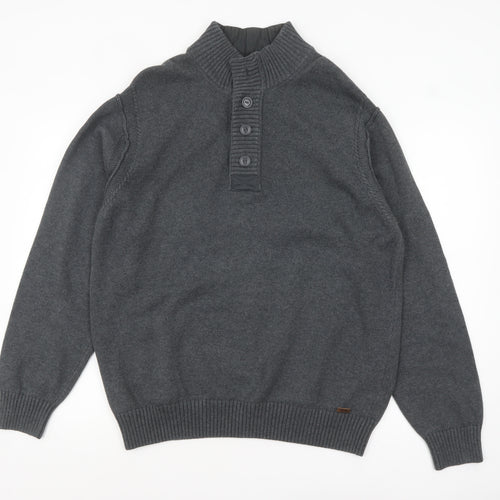 Rocha John Rocha Men's Grey Cotton Henley Jumper XL