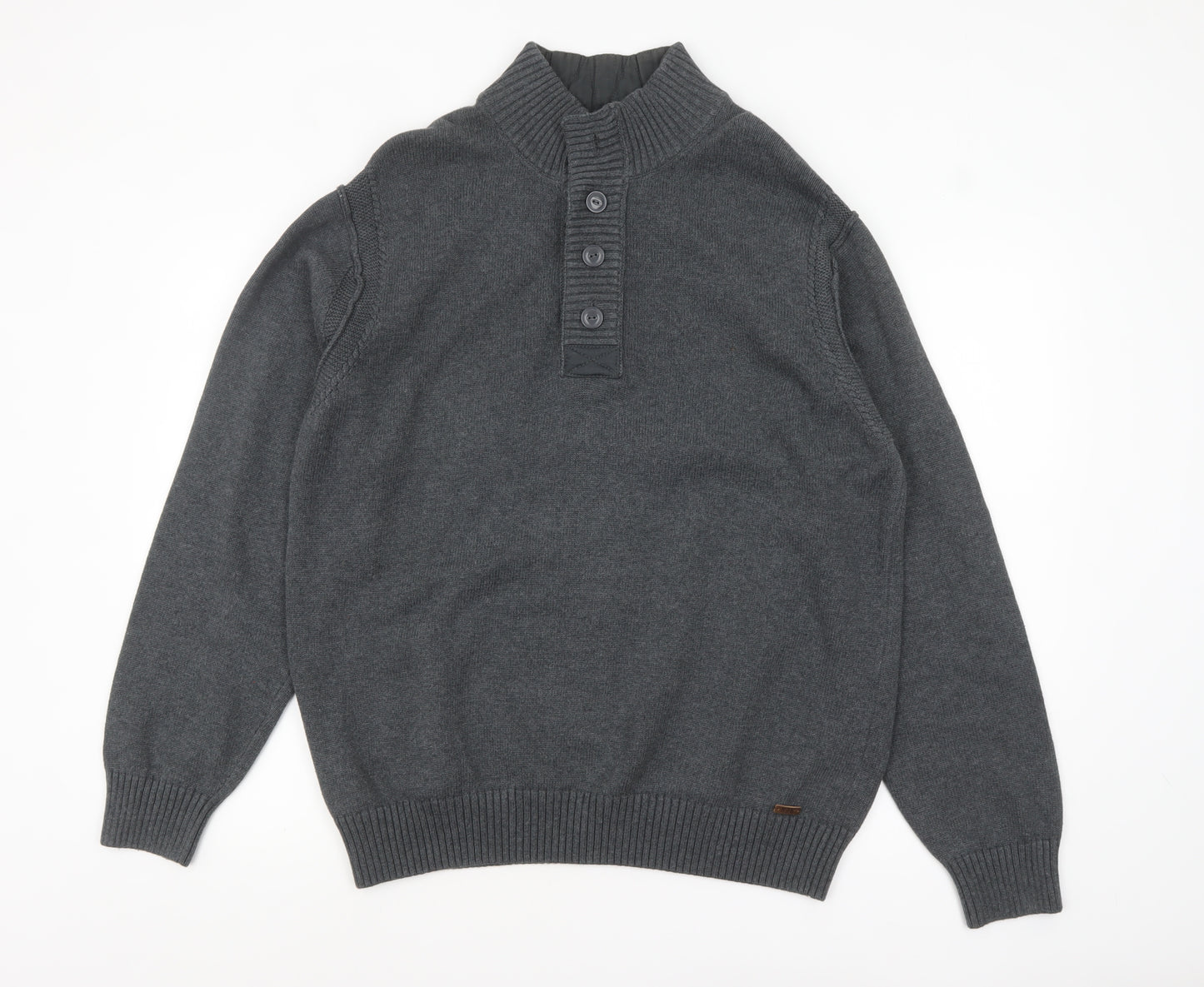 Rocha John Rocha Men's Grey Cotton Henley Jumper XL