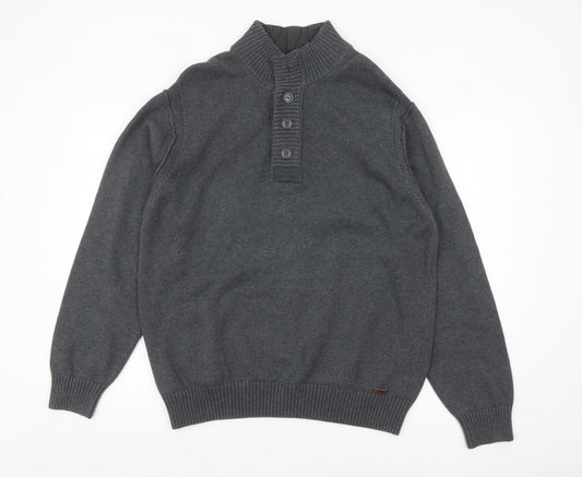 Rocha John Rocha Men's Grey Cotton Henley Jumper XL