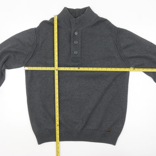Rocha John Rocha Men's Grey Cotton Henley Jumper XL