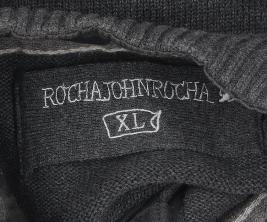 Rocha John Rocha Men's Grey Cotton Henley Jumper XL
