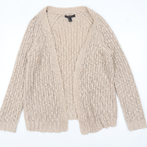 Forever 21 Women Beige Chunky Knit Long Sleeve Cardigan L