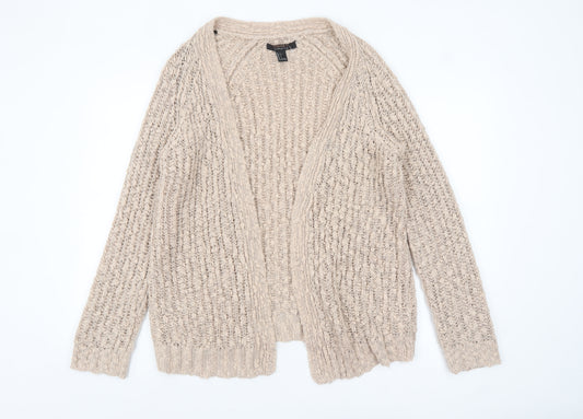 Forever 21 Women Beige Chunky Knit Long Sleeve Cardigan L