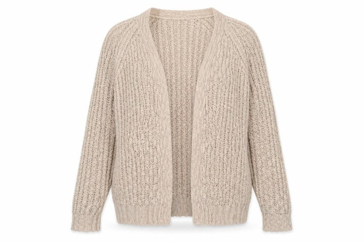 Forever 21 Women Beige Chunky Knit Long Sleeve Cardigan L