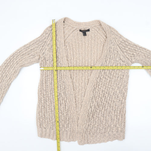 Forever 21 Women Beige Chunky Knit Long Sleeve Cardigan L