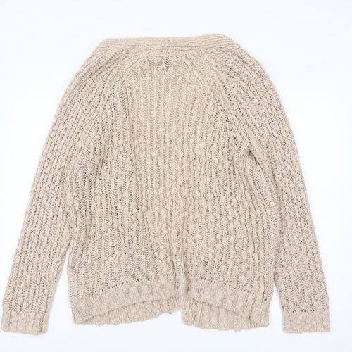 Forever 21 Women Beige Chunky Knit Long Sleeve Cardigan L
