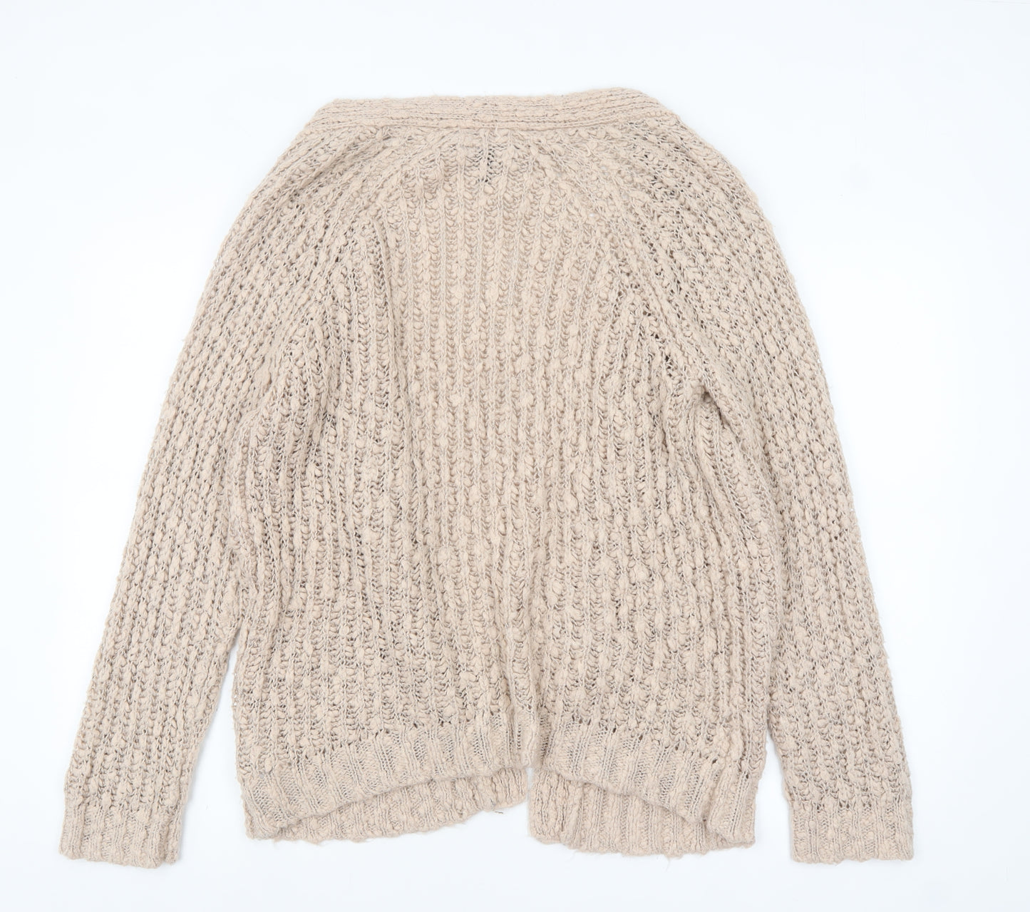 Forever 21 Women Beige Chunky Knit Long Sleeve Cardigan L