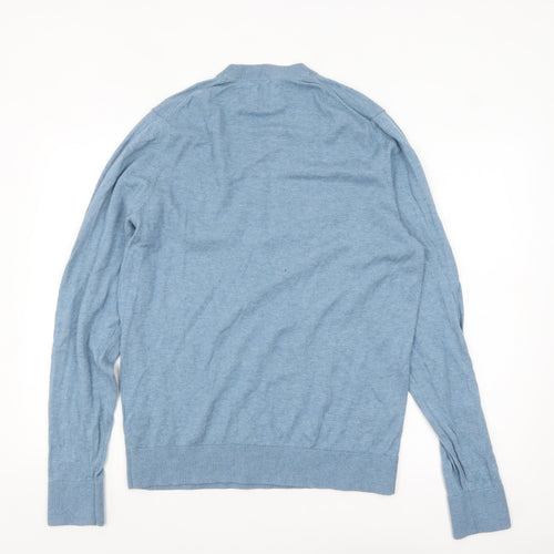 Abercrombie & Fitch Men's Blue Wool Cotton V-Neck Jumper XL