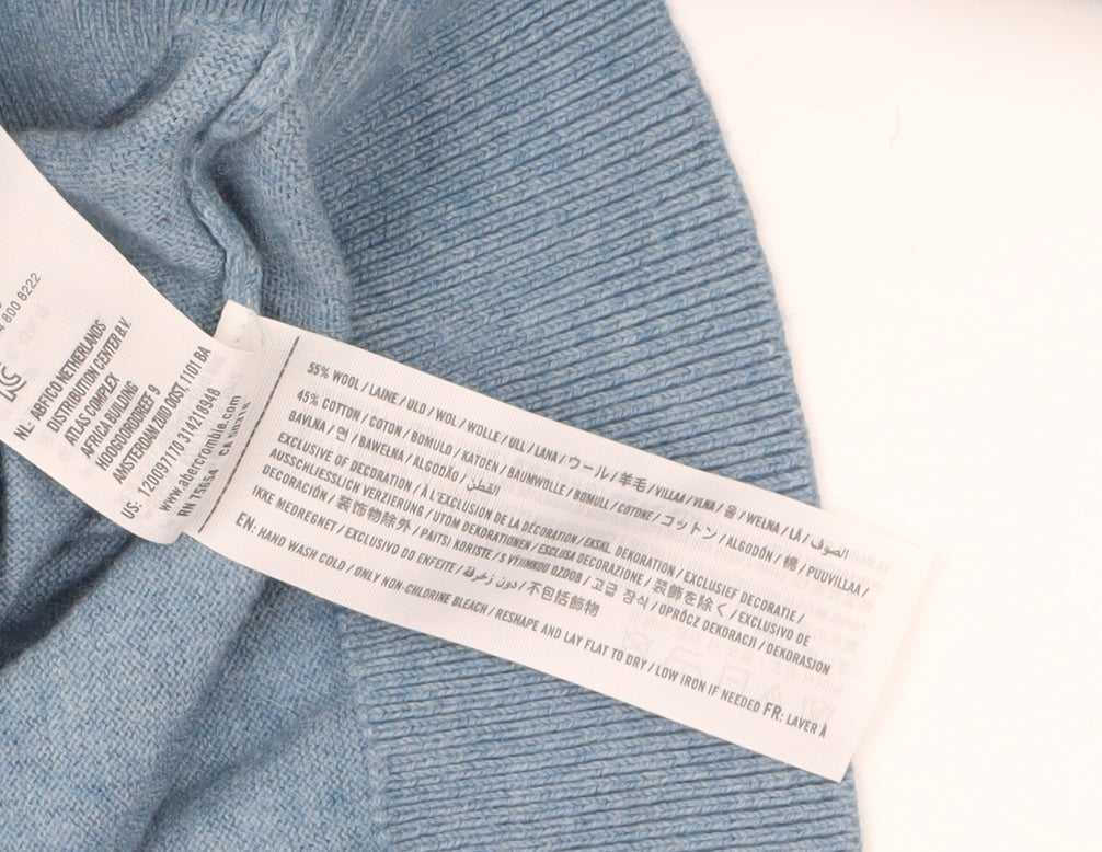 Abercrombie & Fitch Men's Blue Wool Cotton V-Neck Jumper XL