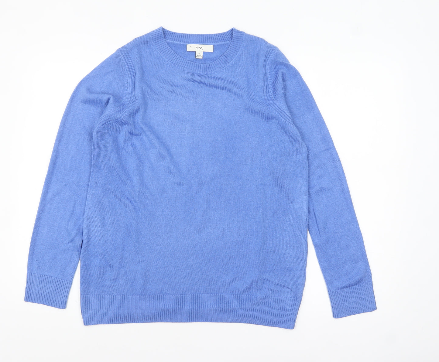 Marks and Spencer Women’s Blue Acrylic Crew Neck Jumper Size 12