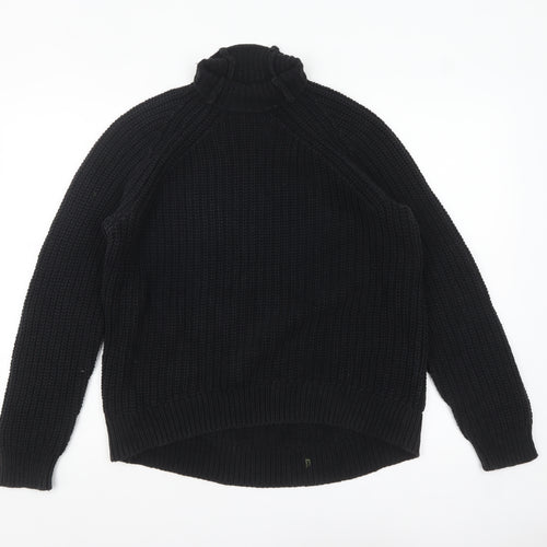 GAP Women's Black Roll Neck Chunky-Knit Cotton Jumper Size S
