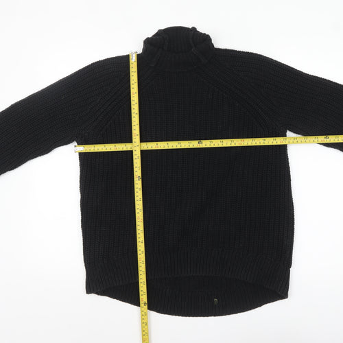 GAP Women's Black Roll Neck Chunky-Knit Cotton Jumper Size S