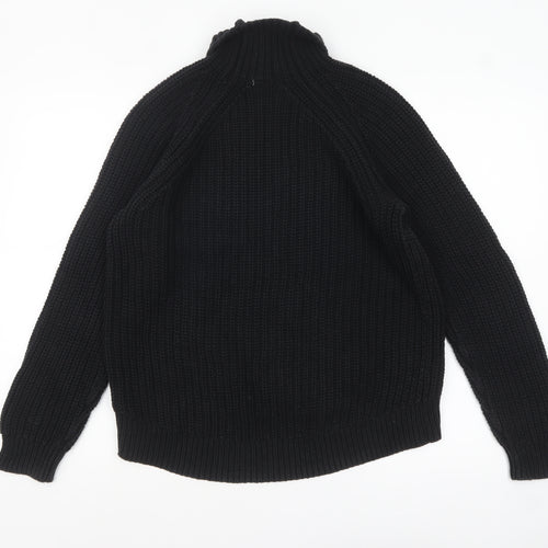 GAP Women's Black Roll Neck Chunky-Knit Cotton Jumper Size S