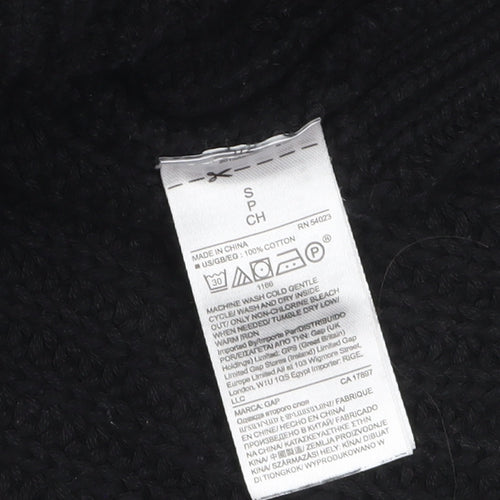 GAP Women's Black Roll Neck Chunky-Knit Cotton Jumper Size S